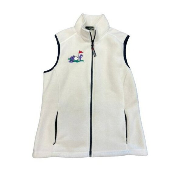 Eddie Bauer Vintage Womens Polartec Pockets Zip Golf Graphic Fleece Vest Sz M - Picture 12 of 16
